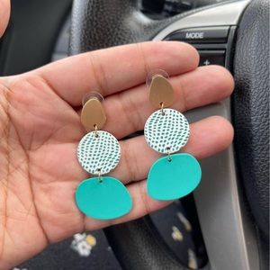 Beautiful Teal & Gold Earrings